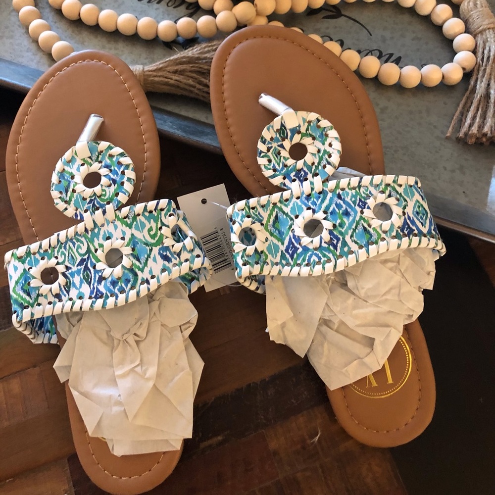 Lexi York Blue, Green and White Sandals
